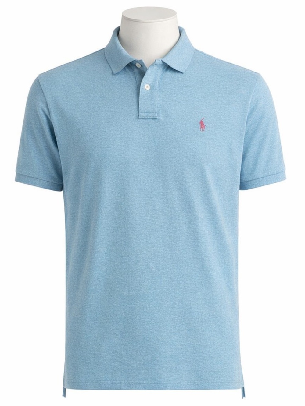 Men's Polo Ralph Lauren Cotton Polo Shirt Size Large Blue with Hot Pink Pony